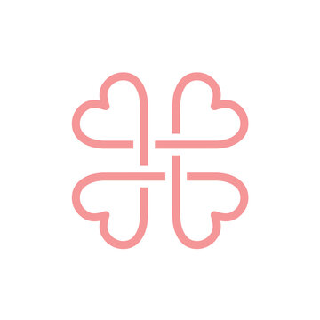 four love heart connection logo design