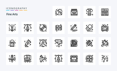 25 Fine Arts Line icon pack. Vector icons illustration