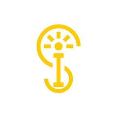 light bulb with letter SI, IS smart idea logo design