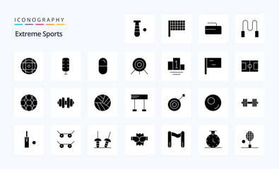 25 Sport Solid Glyph icon pack. Vector icons illustration