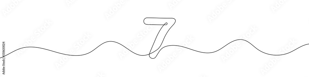 Wall mural Number 7 in continuous line drawing style. Line art of number seven. Vector illustration. Abstract drawing number 7 - Wall murals