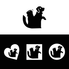 Care cat and dog animal logo design . icon logo . silhouette logo 