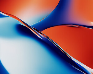 Generative AI abstract colored gradient background, holographic blobs, liquid glass color shape, fluid gradient, desktop and phone wallpaper, red and blue
