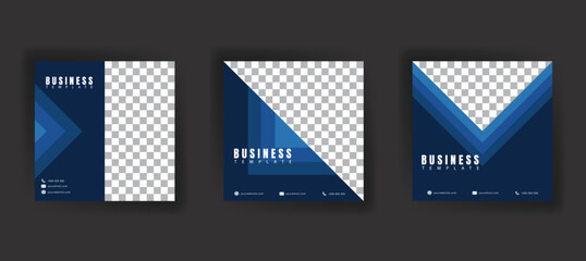 Set Of Digital business marketing banner for social media post template. Blue Color Background. Geometric Shape Theme. Suitable for social media posts and web advertising