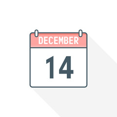 Fototapeta premium 14th December calendar icon. December 14 calendar Date Month icon vector illustrator