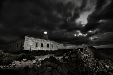 A contrasted and dark image from Punta Nati's Lighthouse, in the northern part of Menorca Island, Spain.