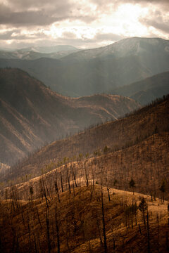 Landscape view of mountains in the backcountry.