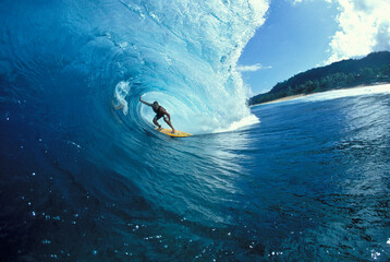 surfing in Hawaii.