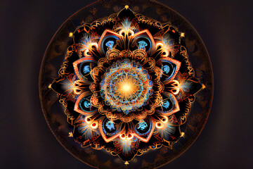 Mandala circular pattern, ai illustration