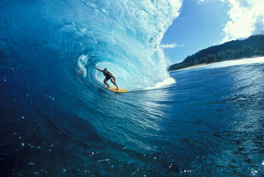 surfing in Hawaii.