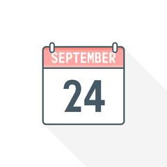 24th September calendar icon. September 24 calendar Date Month icon vector illustrator