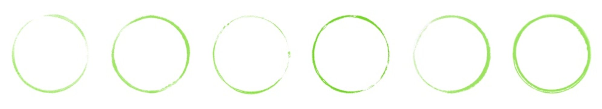 Banner mit 6 grünen handgemalten Kreisen oder Abdrücken