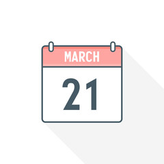 21st March calendar icon. March 21 calendar Date Month icon vector illustrator