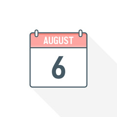 6th August calendar icon. August 6 calendar Date Month icon vector illustrator