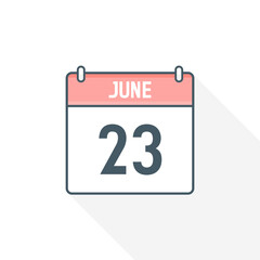 23rd June calendar icon. June 23 calendar Date Month icon vector illustrator