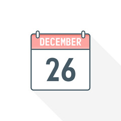 Fototapeta premium 26th December calendar icon. December 26 calendar Date Month icon vector illustrator