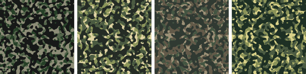 4 Camouflage Background Set Pattern Design Vector Illustration Army Backdrop