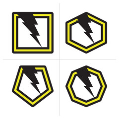 Lightning, electric power vector logo design element. fast speed power logotype lightning sign set.