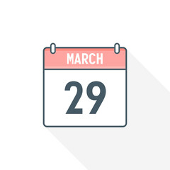 Fototapeta premium 29th March calendar icon. March 29 calendar Date Month icon vector illustrator