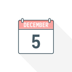 5th December calendar icon. December 5 calendar Date Month icon vector illustrator