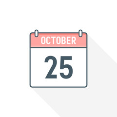 25th October calendar icon. October 25 calendar Date Month icon vector illustrator