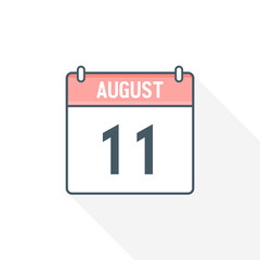 11th August calendar icon. August 11 calendar Date Month icon vector illustrator