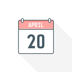 20th April calendar icon. April 20 calendar Date Month icon vector illustrator