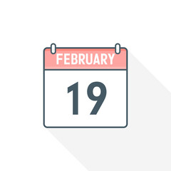 19th February calendar icon. February 19 calendar Date Month icon vector illustrator