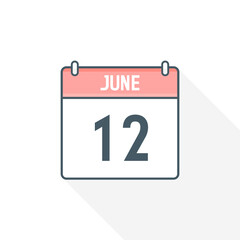 Fototapeta premium 12th June calendar icon. June 12 calendar Date Month icon vector illustrator