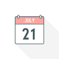 21st July calendar icon. July 21 calendar Date Month icon vector illustrator