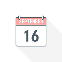 16th September calendar icon. September 16 calendar Date Month icon vector illustrator