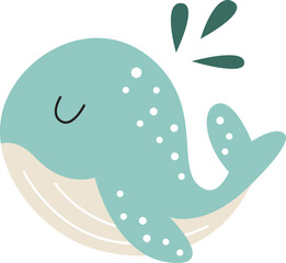 Whale hand drawn abstract african animal flat icon