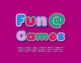 Vector creative Emblem Fun and Games. Bright Kids Font. Colorful set of Alphabet Letters and Numbers