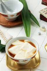 Toufa or Tofu Pudding, Taiwan Cold Dessert
