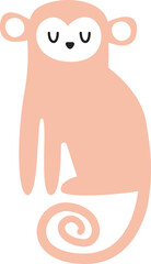 Monkey hand drawn abstract african animal flat icon