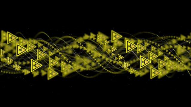 BIOHAZARD NUCLEAR Symbol Particles Ring, Radiation Hazard Danger Symbols Animation
