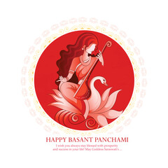 vector illustration sketch of Goddess of Wisdom Saraswati for happy Vasant Panchami.