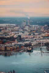city harbour bridge aerial