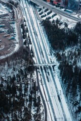 Train tracks from above