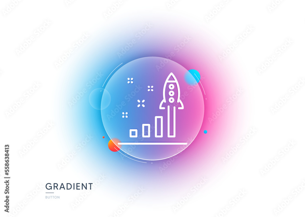 Poster development plan line icon. gradient blur button with glassmorphism. launch startup business sign. i
