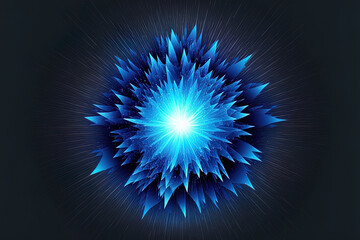 Starburst flare explosion translucent light effect with a deep blue hue. file. Generative AI