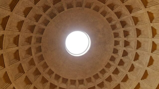 The Dome of the Pantheon in Rome, Italy. Built in the 2nd century AD, the Pantheon is a well-preserved temple of Ancient Rome