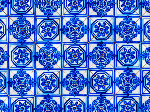 Ancient tiles pattern background in Ouro Preto, Minas Gerais, Brazil