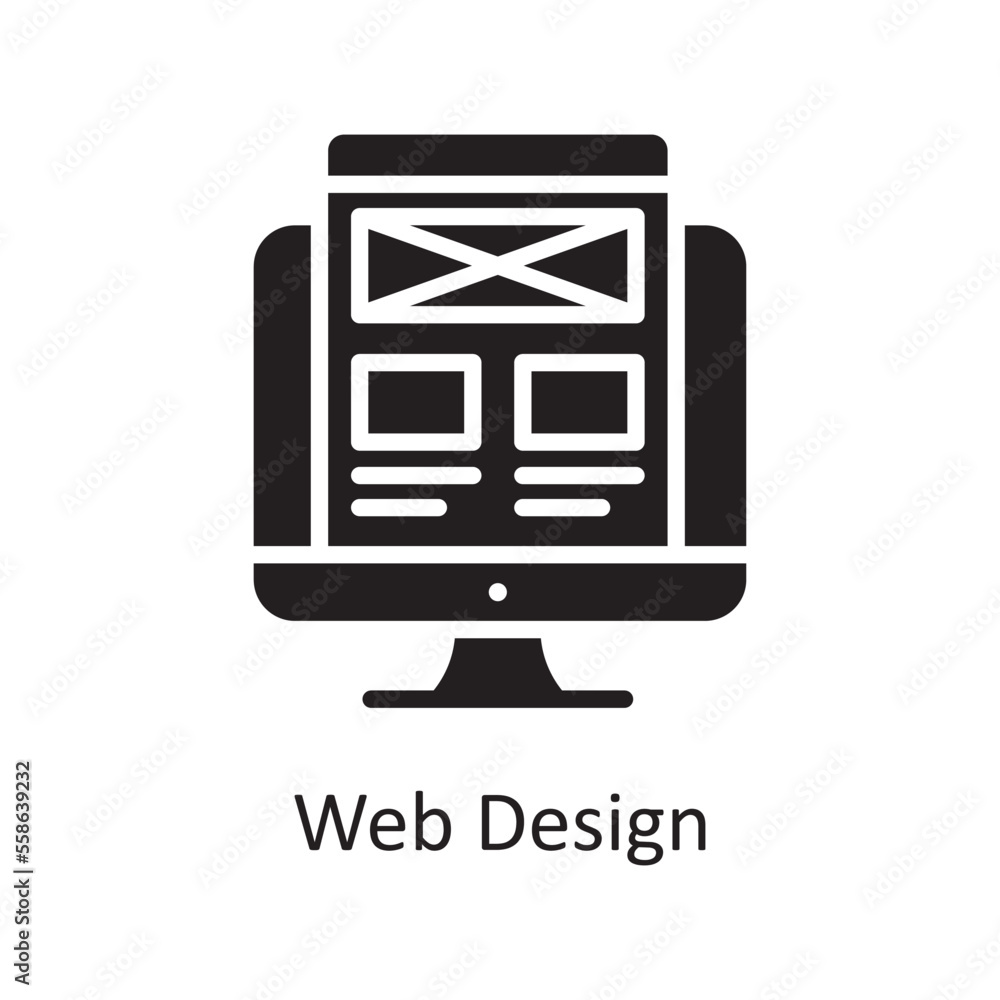 Poster web design vector solid icon design illustration. design and development symbol on white background 