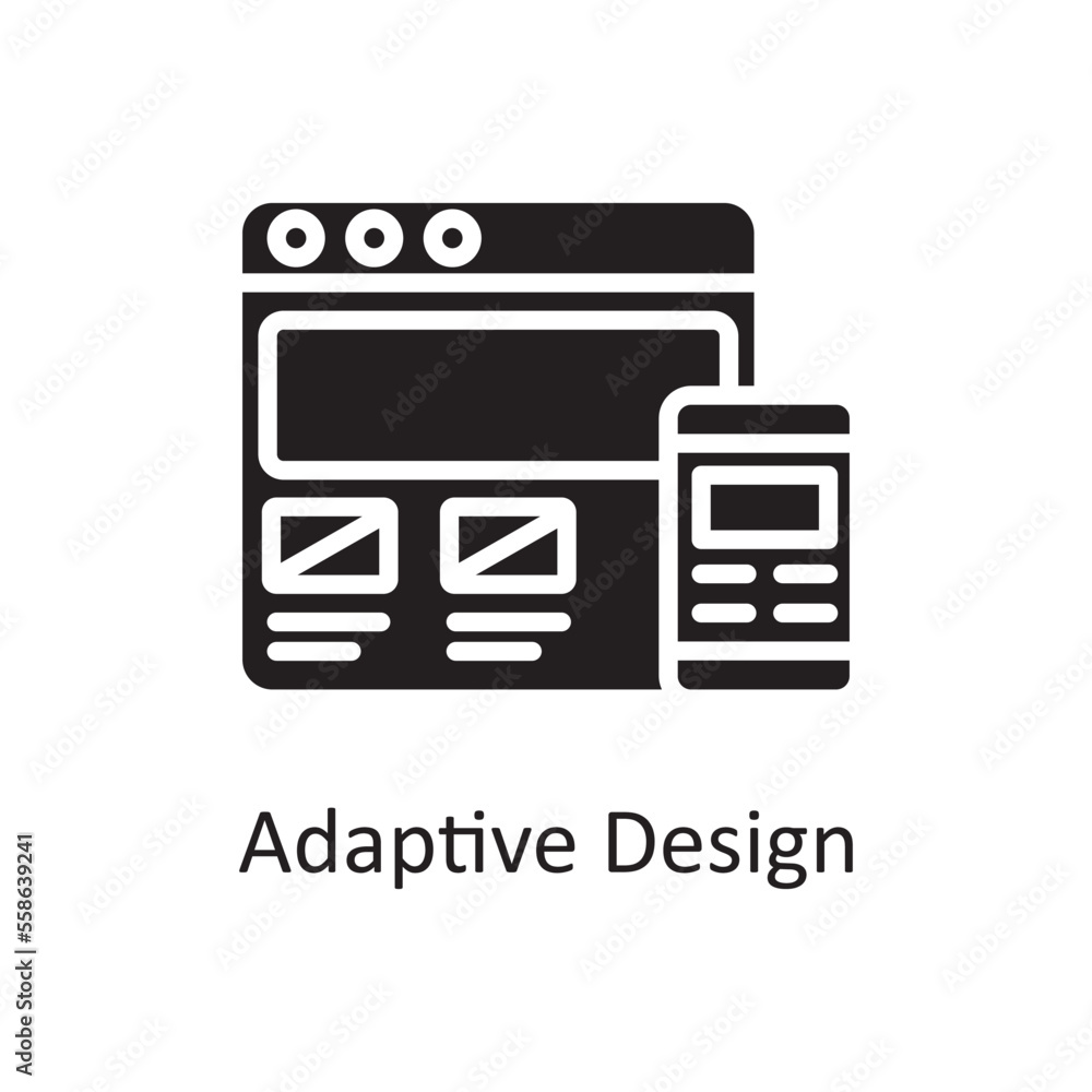 Poster adaptive design vector solid icon design illustration. design and development symbol on white backgr