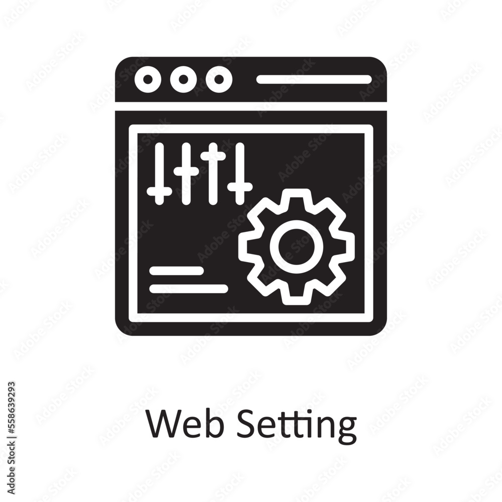 Poster web setting vector solid icon design illustration. design and development symbol on white background
