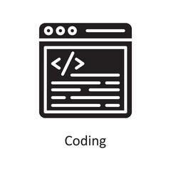 Coding Vector Solid Icon Design illustration. Design and Development Symbol on White background EPS 10 File