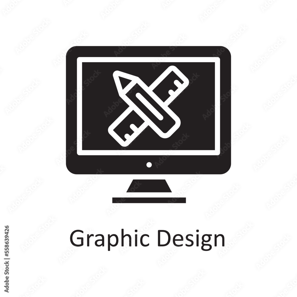 Poster graphic design vector solid icon design illustration. design and development symbol on white backgro