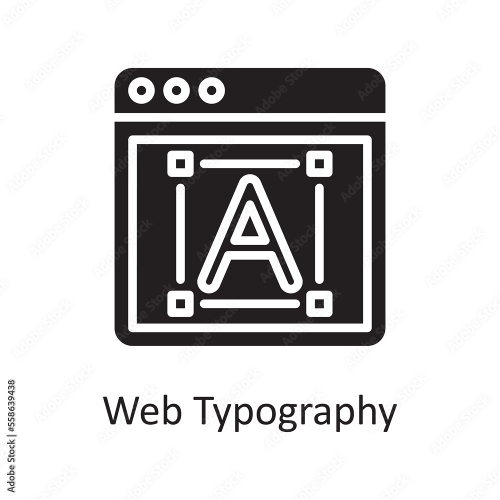 Poster web typography vector solid icon design illustration. design and development symbol on white backgro