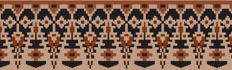 abstract seamless ikat and enthnic embroidery creative pattern background, tribal fashion 